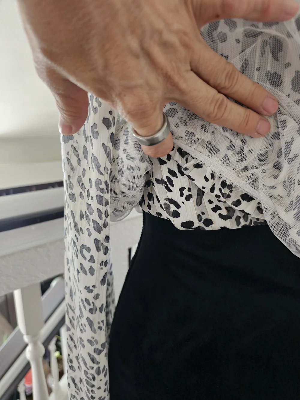 Size S  Women's Black and White Leopard Print Blouse - Picture 10 of 15